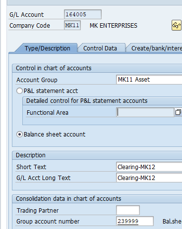 Define Inter-company code GL accounts