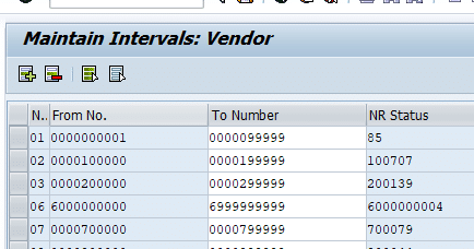 vendor master number range