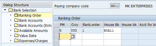 Bank determination-Ranking order