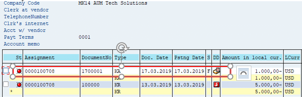 Display Down Payment request in Vendor line item report