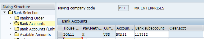 Bank determination-Bank accounts