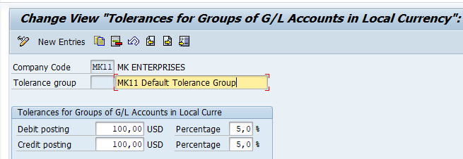 GL Account tolerances