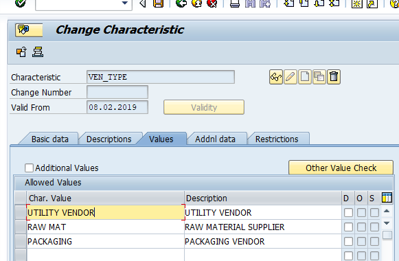 vendor master classification