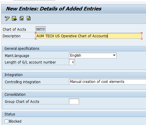 Chart of Accounts