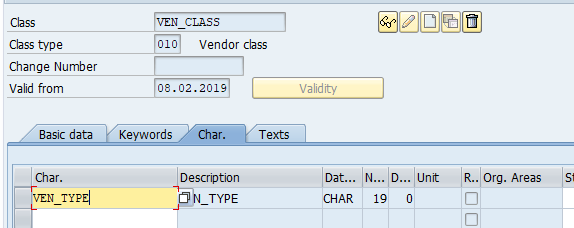 Vendor master classification