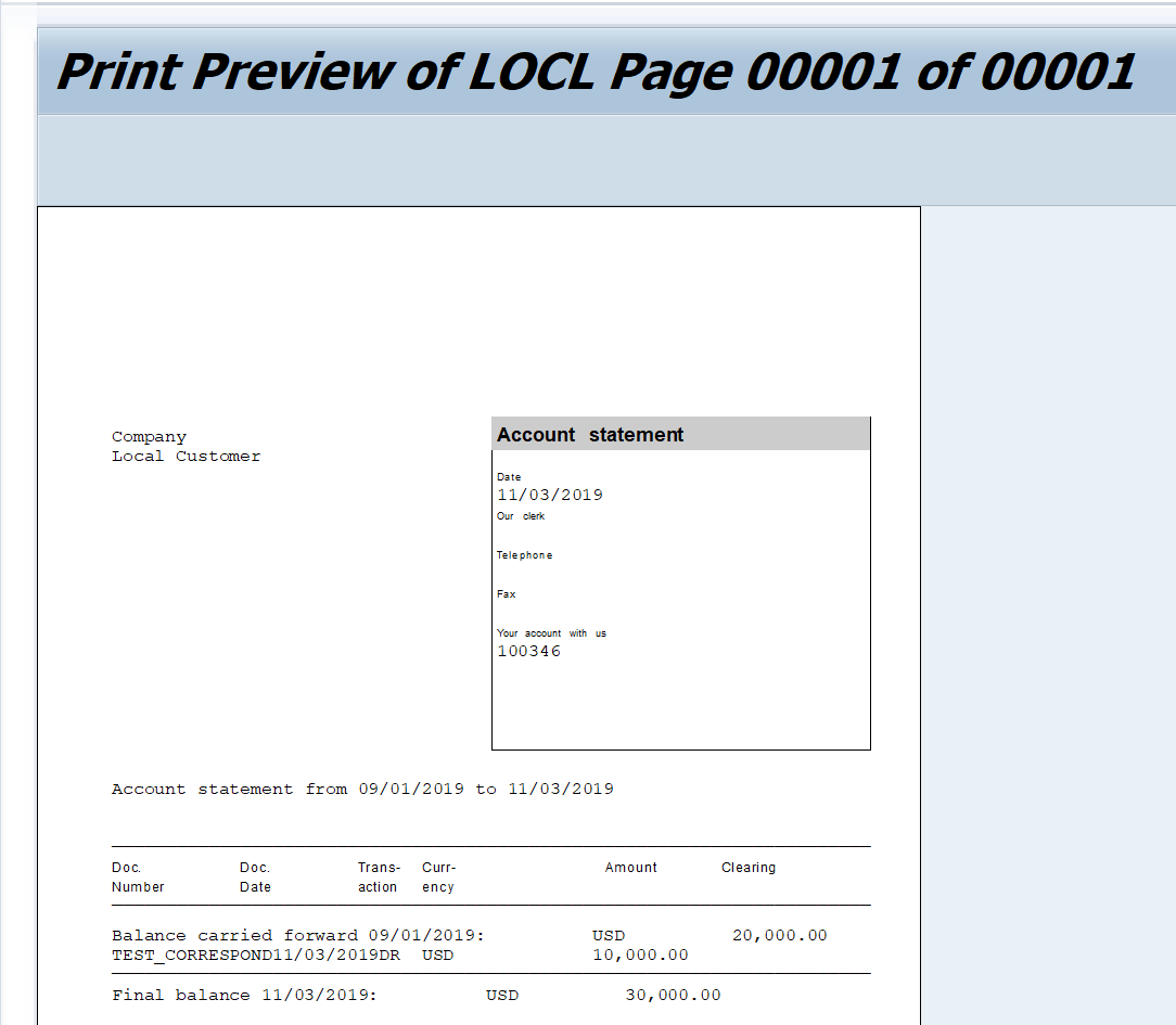 Display the spool (Correspondence letter generated) 