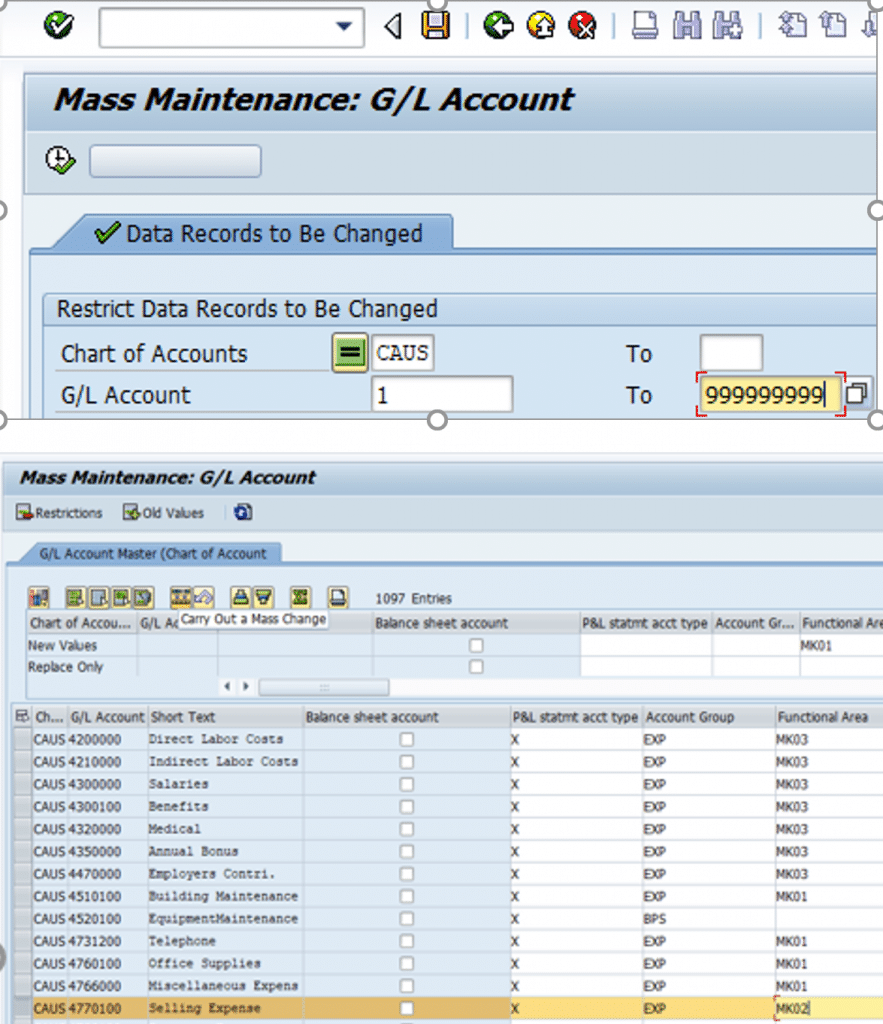 Change Chart of account