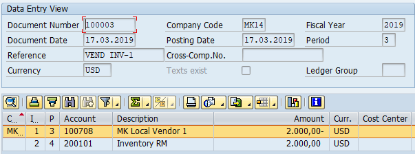 Post vendor Invoice