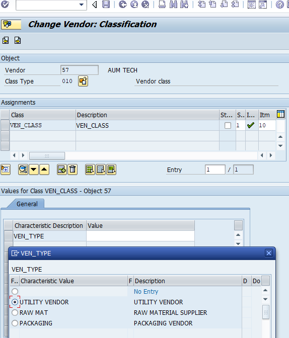 Vendor master classification