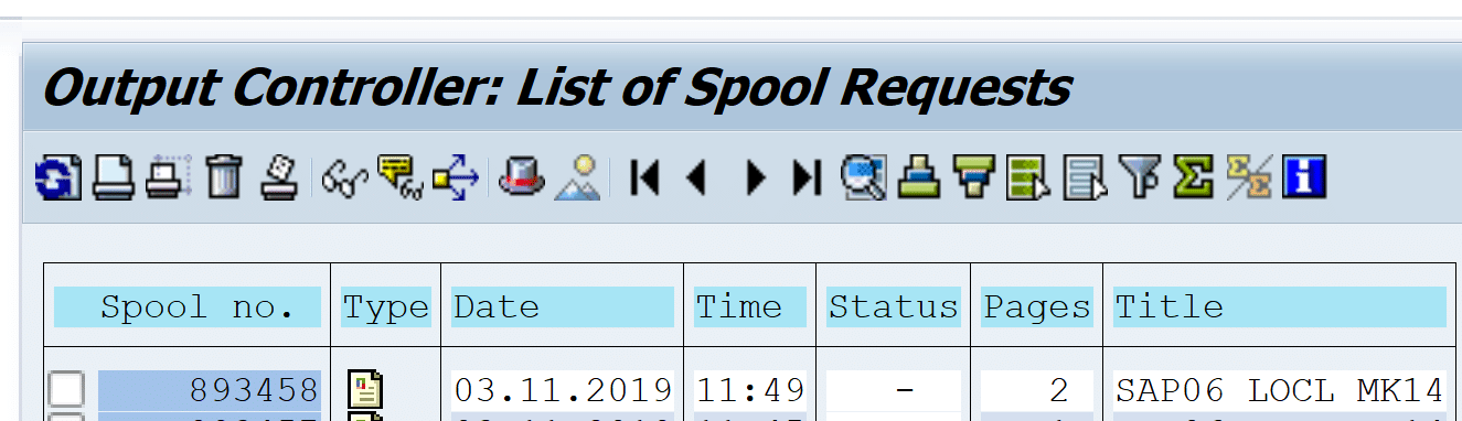 Correspondence Spool in Transaction code : SP01