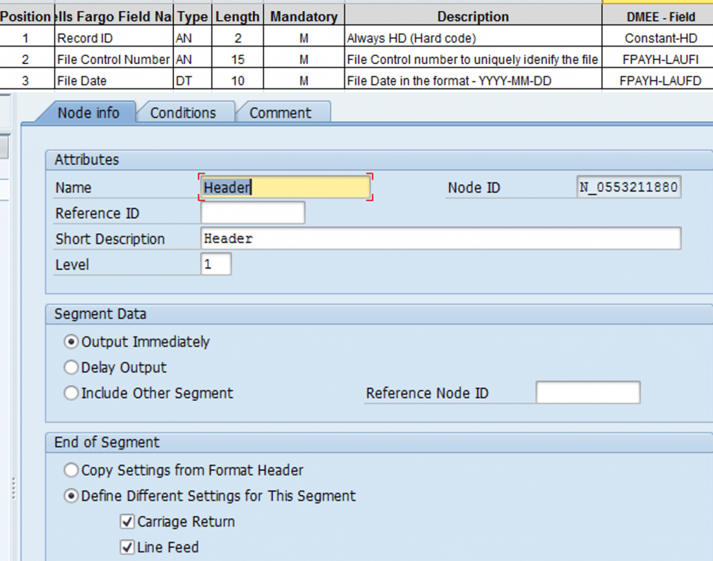 Create Payment Media File – Header