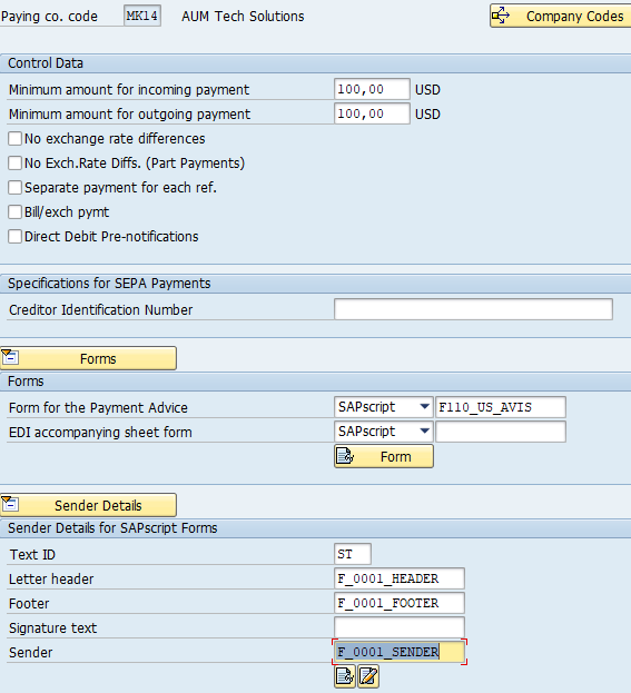 Paying Company Code-FBZP