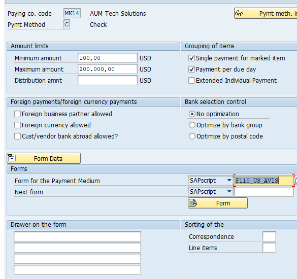 Payment method per company code