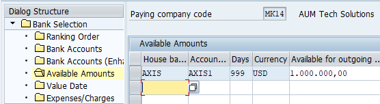 Maximum amount available per bank account