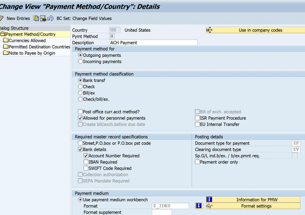 Assign File format to Payment Method