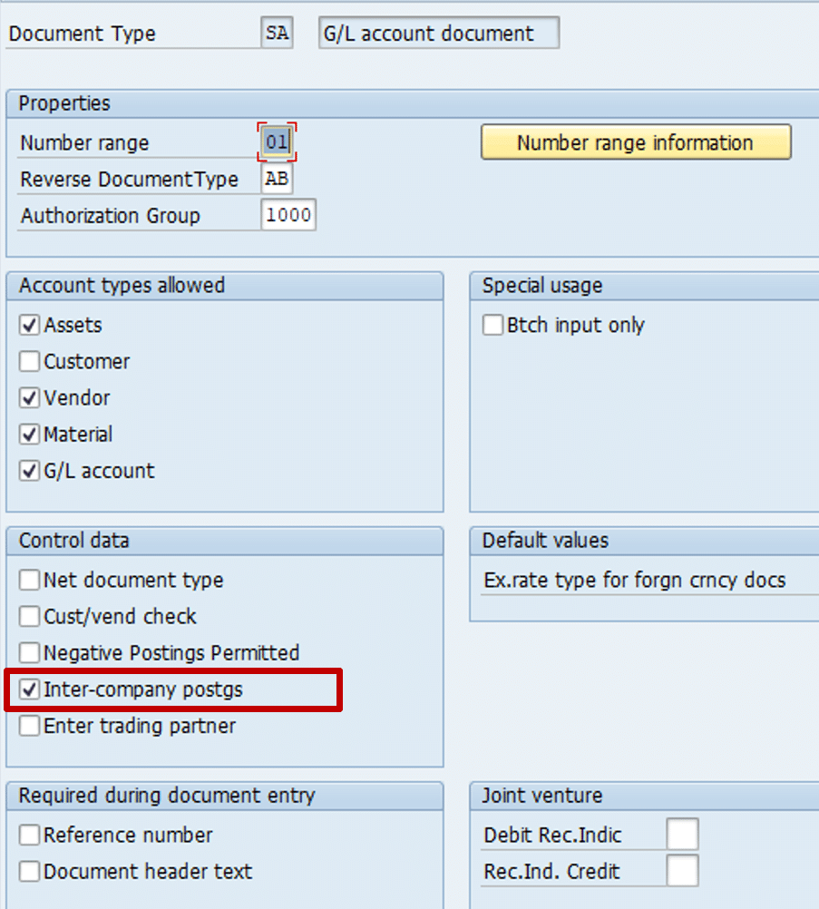 Configure Inter company posting in Document Type