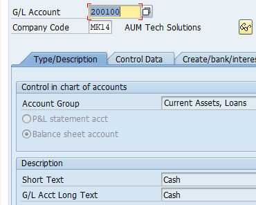 GL Account creation - FS00