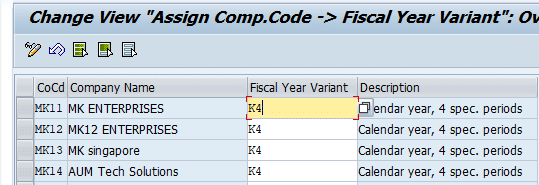 Assign Fiscal Year variant to Company code