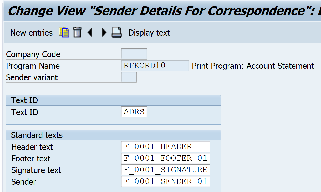 Define Sender Details for Correspondence