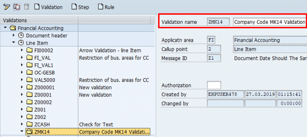 Create SAP Validation