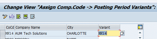 Assign Posting period variant to Company code