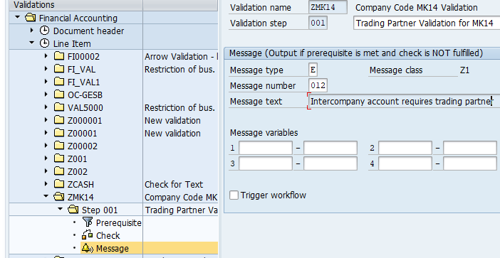 Create validation message