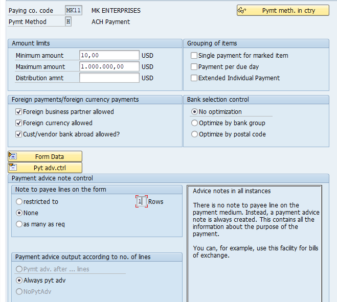 Payment method per company code