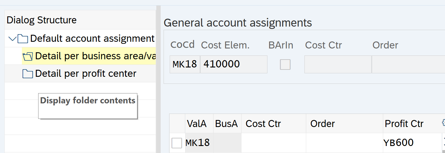 please assign account assignment object to a profit center