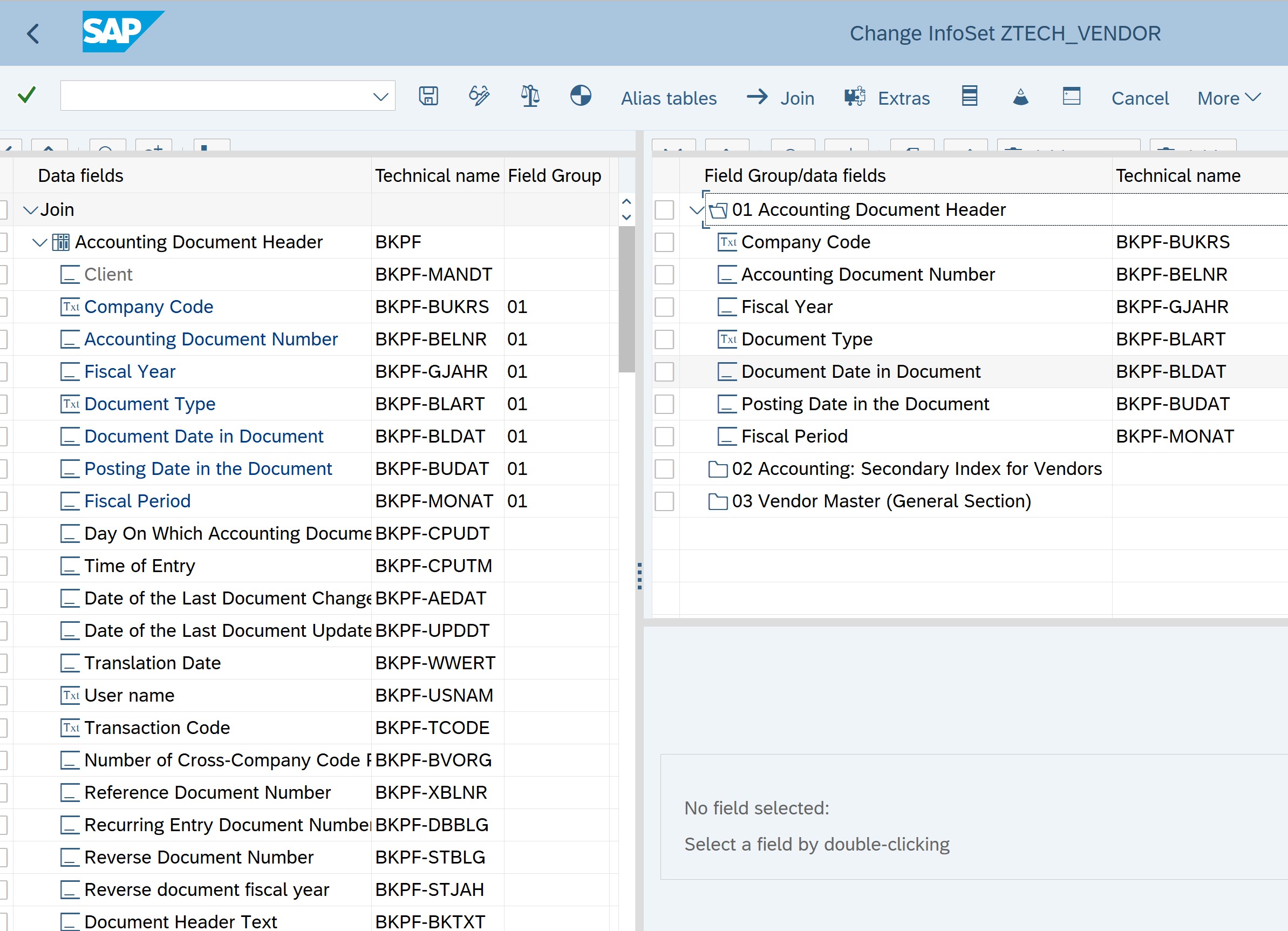 Add fields to field groups in Infosets