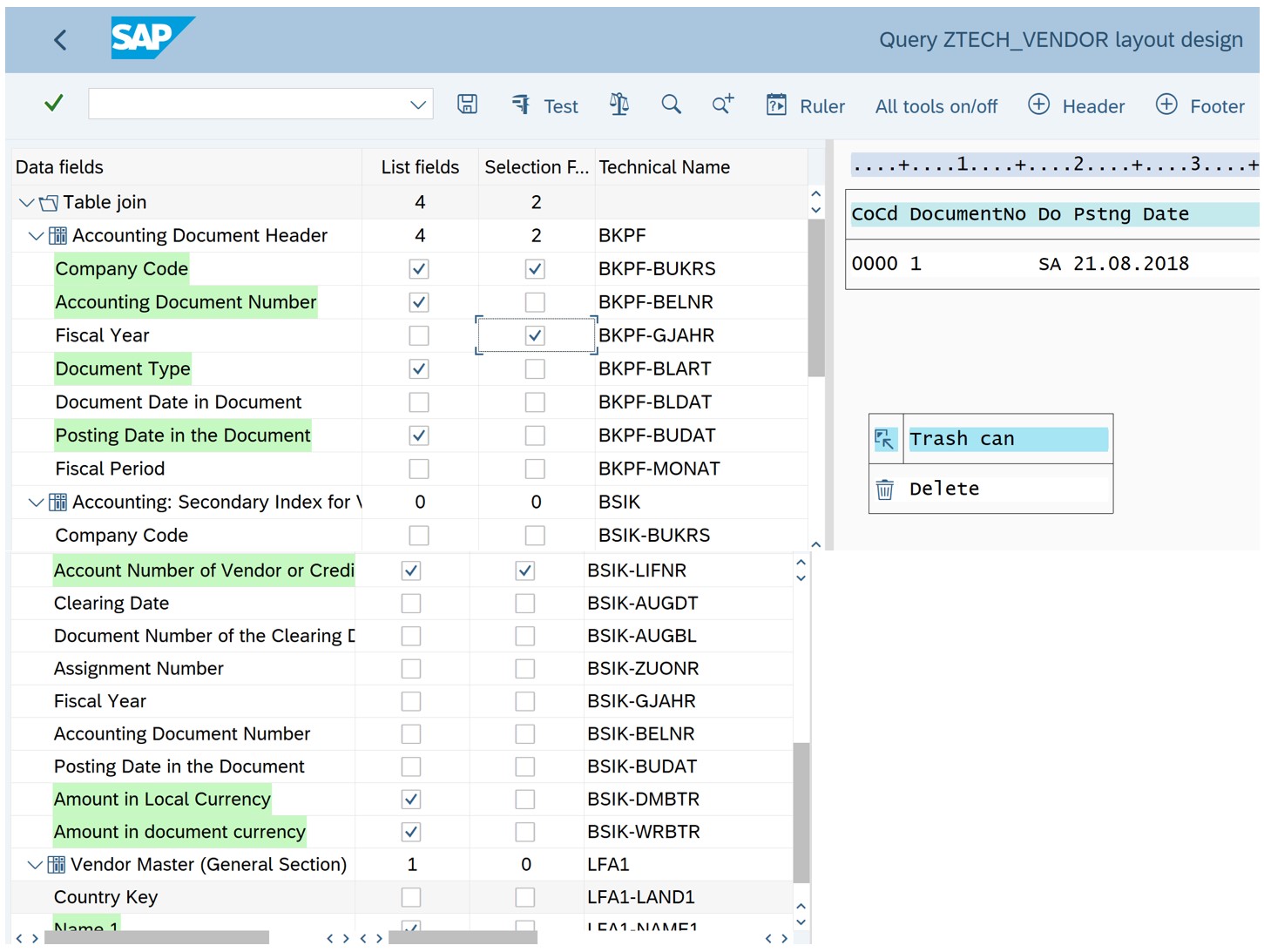 Create SAP Query SQ01