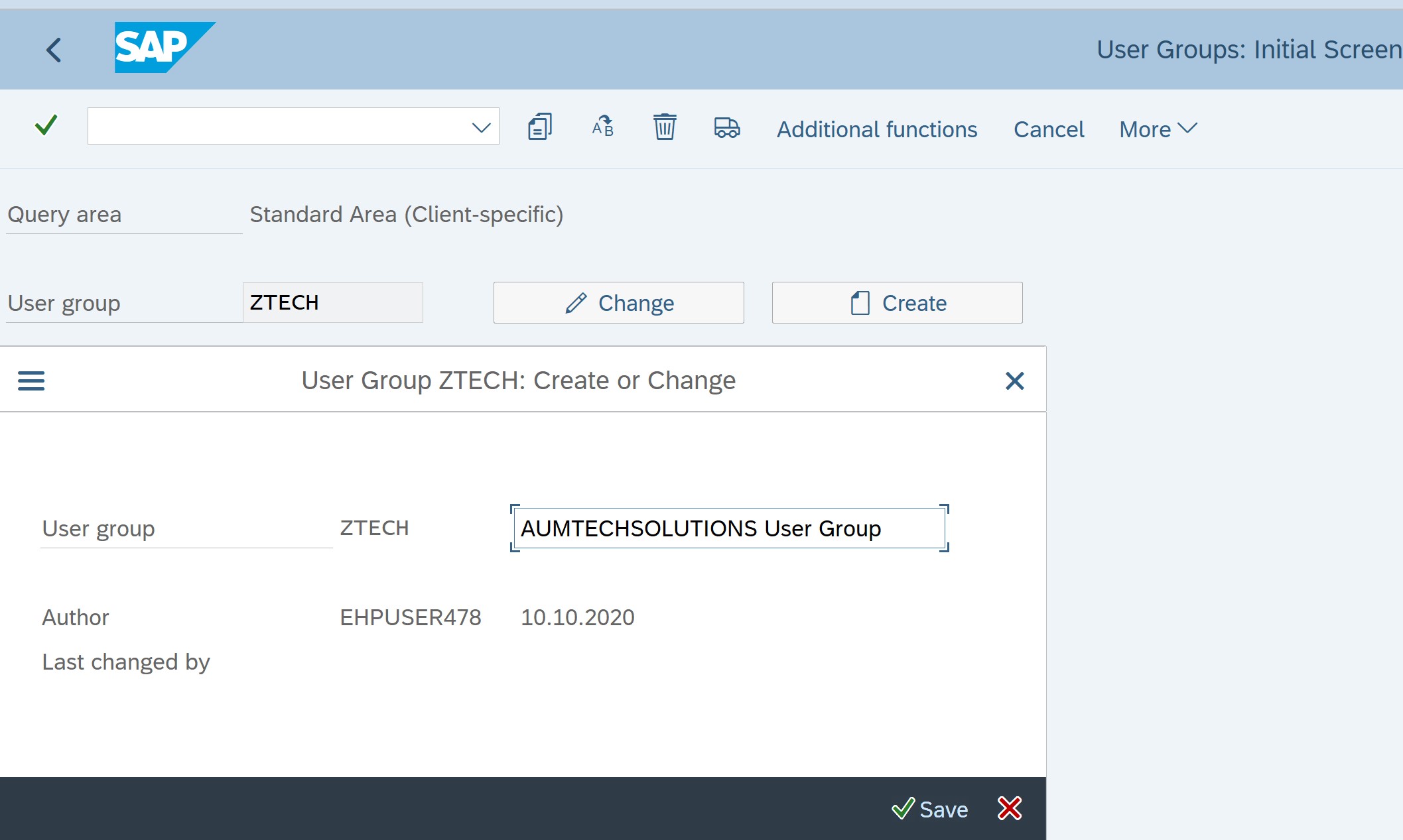 Create SAP Query user group
