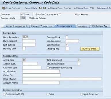 Customer Master-Dunning