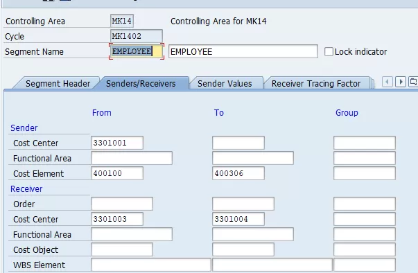 cost allocation key sap tcode